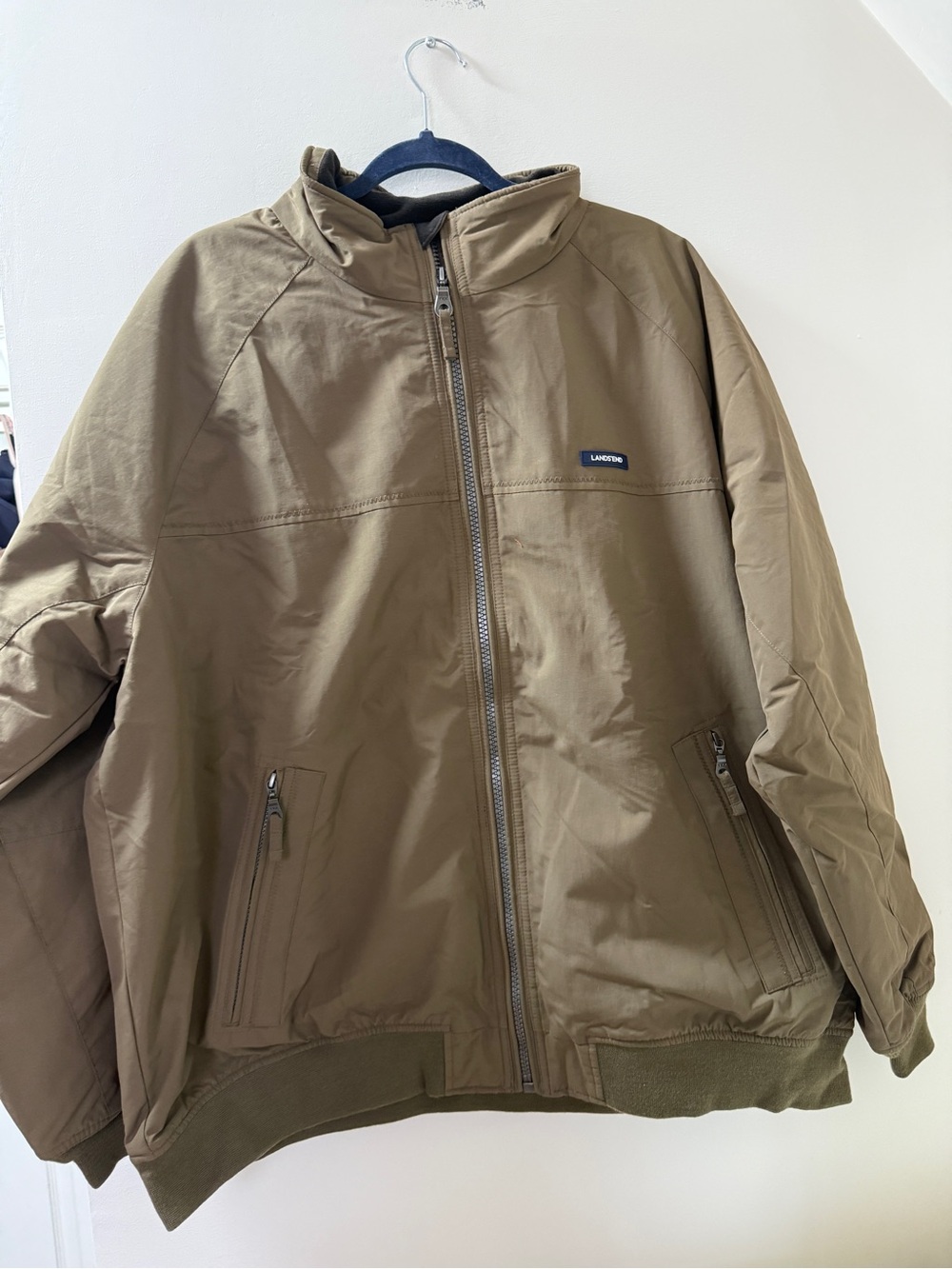 Lands' End Men's Olive Green Windbreaker Jacket